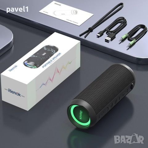 НОВА! Bluetooth тонколонка RIENOK 30W бас, водоустойчива, SD card, aux, снимка 4 - Bluetooth тонколони - 45406611