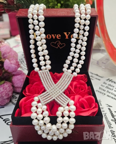 Барокови перли, колие с нежно-розов цвят, снимка 9 - Колиета, медальони, синджири - 31341347