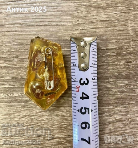Уникална кехлибарена брошка с естествени включвания, снимка 3 - Антикварни и старинни предмети - 51457435