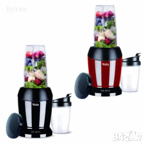 Блендер нутри Voltz, 1200W, 2чаши: 1л.10.8л., Черен или Червен, снимка 4 - Блендери - 50080681