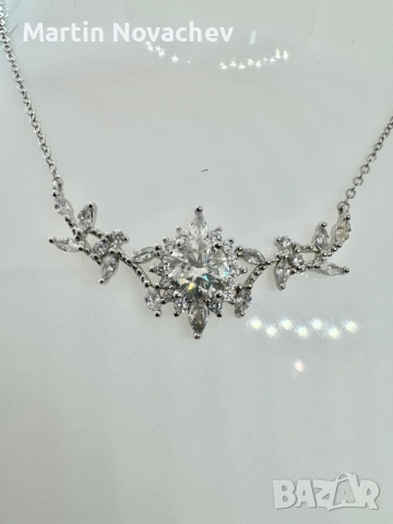 Сребърно колие с мойсанит (Диамант) 1 карат, снимка 2 - Колиета, медальони, синджири - 53647908