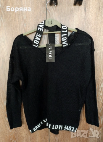 Нов бутиков пуловер 100 % фина вълна с брошка , снимка 4 - Блузи с дълъг ръкав и пуловери - 53446351