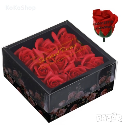 Кутия с червени рози-9 броя/кутия с рози/червени рози