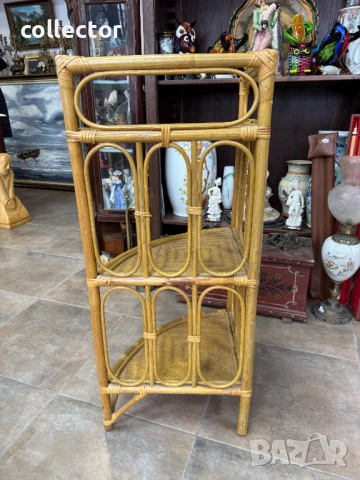 Ъглова етажерка от ратан и бамбук. №7848, снимка 6 - Антикварни и старинни предмети - 53097237