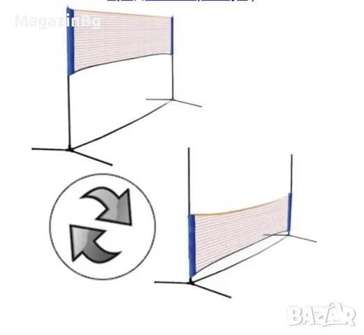 Многофункционална мрежа за джитбол, бадминтон, волейбол и тенис , Комплект със стойки