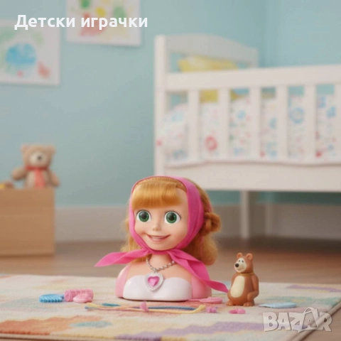 Кукла глава за прически Маша и мечока с аксесоари , снимка 5 - Кукли - 53039931