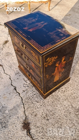 Шкаф масив с рисунки черен, снимка 2 - Шкафове - 52527003