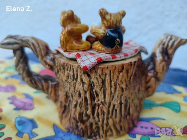 Симпатичен винтидж чайник с мечета Paul Cardew, снимка 5 - Колекции - 52344618