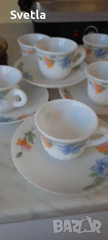 сервиз - френски "Дуралекс" - 6 бр., сервиз за кафе и 2 плата, снимка 4 - Чинии - 51092794