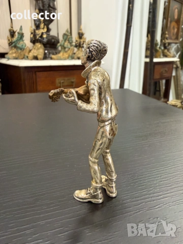 Италианска сребърна фигура на музикант. №8008, снимка 3 - Антикварни и старинни предмети - 53946331