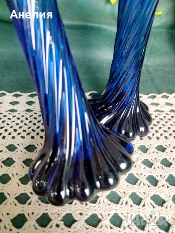 Кобалт ваза усукан дизайн, снимка 3 - Вази - 53211391