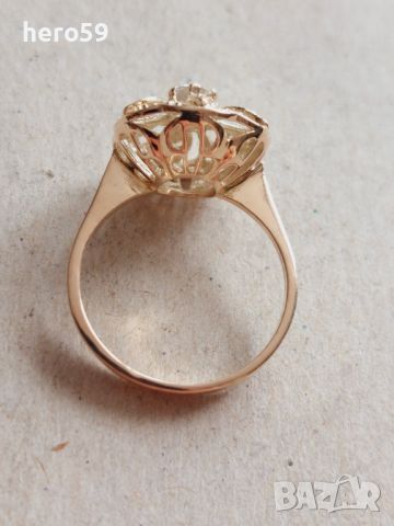 Дамски златен пръстен с циркони , снимка 4 - Пръстени - 45338069