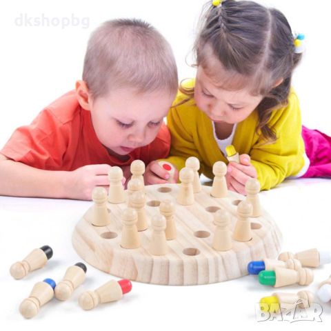 3540 Бебешки дървен шах за памет , снимка 1 - Образователни игри - 45777295