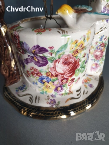 H.Bequet статуетка 21см/стара белгийска порцеланова фигура/кладенец с птици, снимка 5 - Статуетки - 48146090