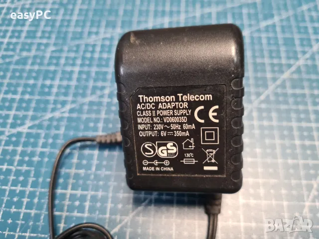 Оригинален захранващ адаптер THOMSON TELECOM VD060035D 6V 350mA, снимка 1 - Друга електроника - 48941932