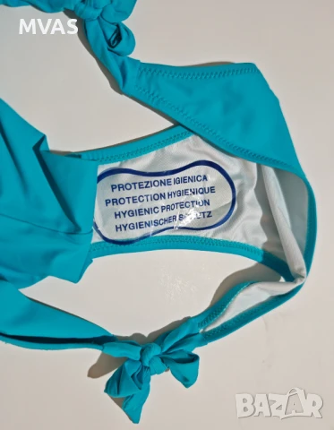 Нов дамски бански комплект + брошка 38 размер Син тюркоазени бански, снимка 4 - Бански костюми - 51290147