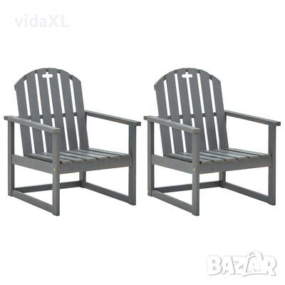 vidaXL Градински столове, 2 бр, сиви, акациево дърво масив(SKU:312419, снимка 1 - Градински мебели, декорация  - 46142963