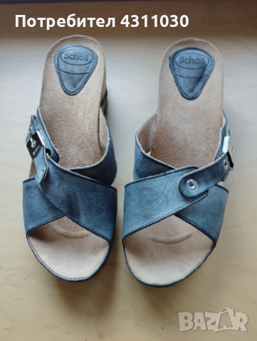 Дамски чехли Scholl естествена кожа 41 номер като ново, сиви