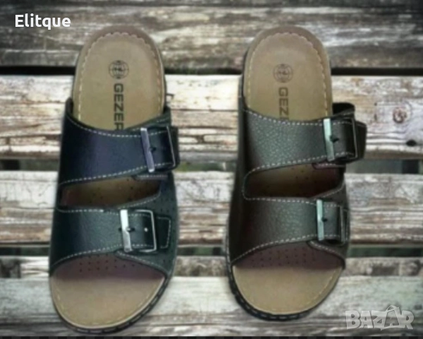 Здрави и издръжливи мъжки кожени чехли с катарама, снимка 5 - Мъжки чехли - 52863979