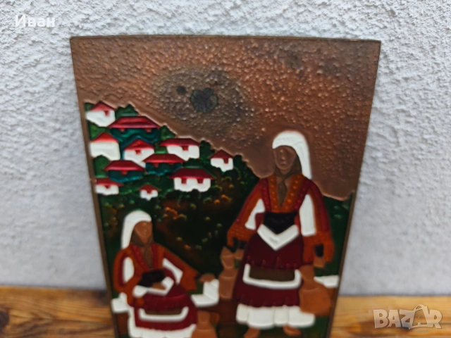 Медно пано с емайл (моми), снимка 6 - Пана - 53709831