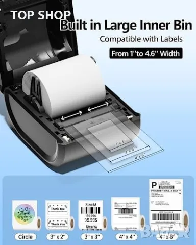 Нов Phomemo D520-BT Bluetooth Принтер за Етикети 4x6 - Термален, снимка 8 - Друга електроника - 49657629