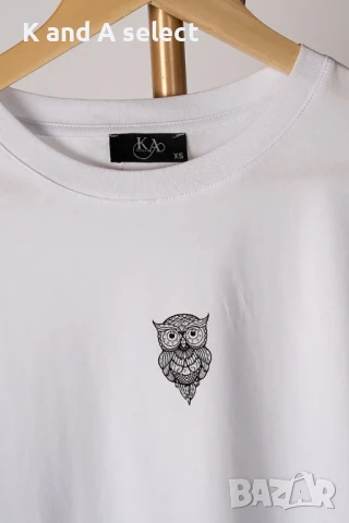 Бяла тениска с бухал, снимка 3 - Тениски - 51170908