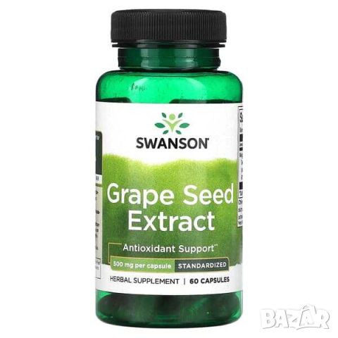 Swanson Екстракт от гроздови семена, Стандартизиран, 500 mg, 60 капсули, снимка 1 - Хранителни добавки - 46068545
