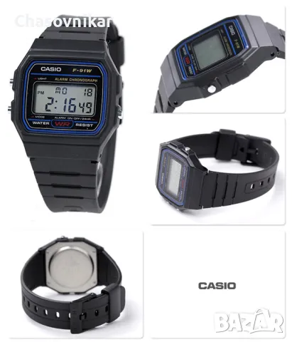 █▬█ █ ▀█▀ ОРИГИНАЛЕН ЧАСОВНИК CASIO F91W. CASIO F-91W. КАСИО Ф 91. F-91W-1YEF, снимка 3 - Мъжки - 14945266