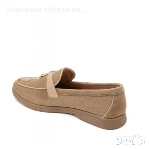 Равни велурени мокасини в цвят каки - Amelia Khaki 11714, снимка 4 - Дамски ежедневни обувки - 53534375
