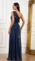 Дамска Дълга Бална Рокля Тъмносиня Със Сребриста Гарнитура Код S408, снимка 2