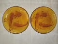 KIG Indonesia Винтидж декоративни чинийкиVintage KIG Indonesia (Koi Fish Amber Glass Plate) Д 15 см, снимка 3