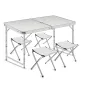 Маса за Къмпинг + 4 броя Столове, Сив-Бял, снимка 1