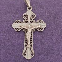 Красив сребърен кръст с надпис , снимка 4 - Колиета, медальони, синджири - 45455637