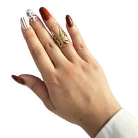Красив дамски пръстен от неръждаема стомана тип пеперуда, снимка 2 - Пръстени - 45454780