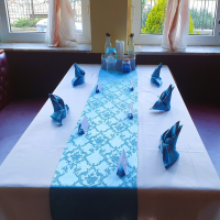 Декорация за маса - хангъли и т-шлайфери в тюркоазено синьо, снимка 2 - Покривки за маси - 44949976