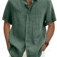Мъжка ежедневна едноцветна риза с къс ръкав, 9цвята , снимка 3 - Ризи - 45792559