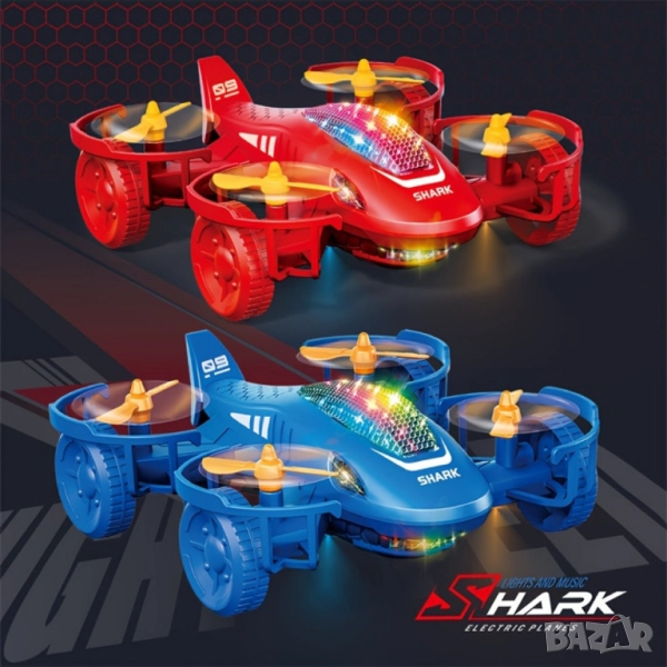 2 в 1 Кола-самолет акула – Забавление със звук и светлини, снимка 1
