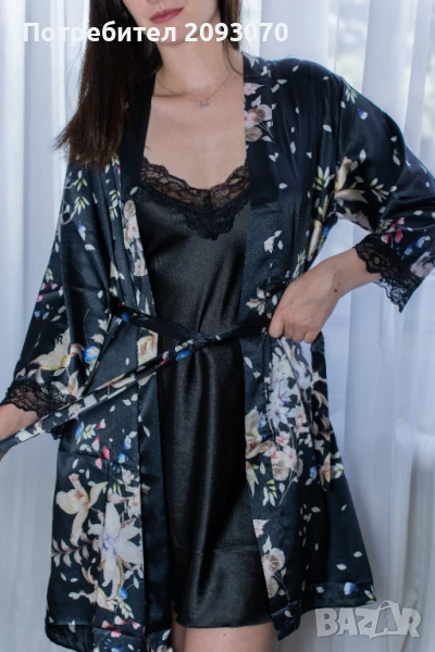 Сатенена нощница + халат , снимка 1