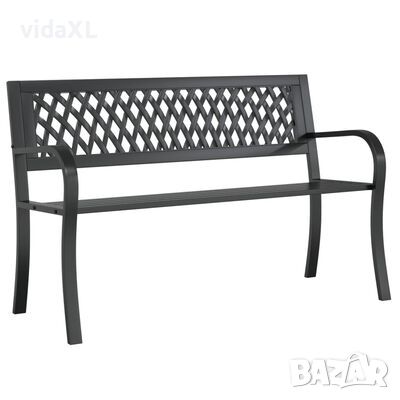 vidaXL Градинска пейка, черна, 120 см, стомана(SKU:366541, снимка 1