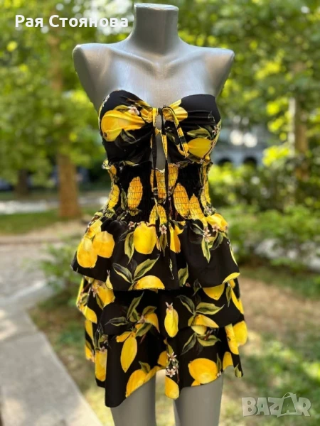 Намалена‼️ 🍋Секси рокля с лимони със твърди чашки🍋 🍋, снимка 1