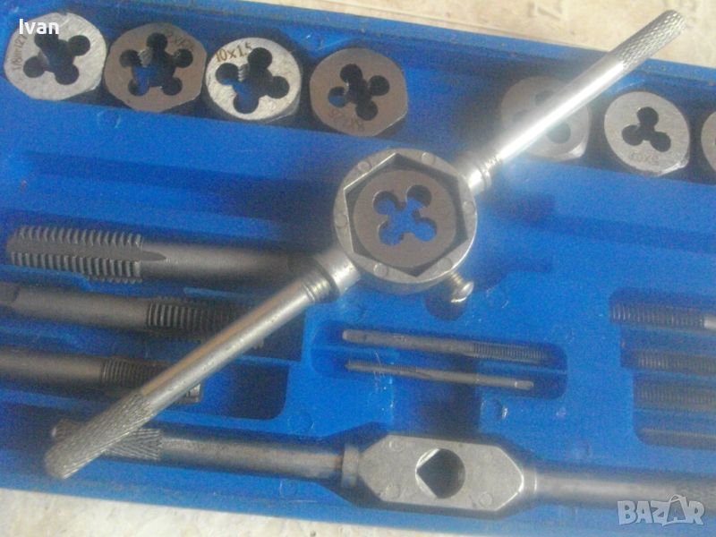 Нов Немски Резбонарезен Комплект Плашки/Метчици М3-М12-22 Части-Старо Качество-Масивен, снимка 1