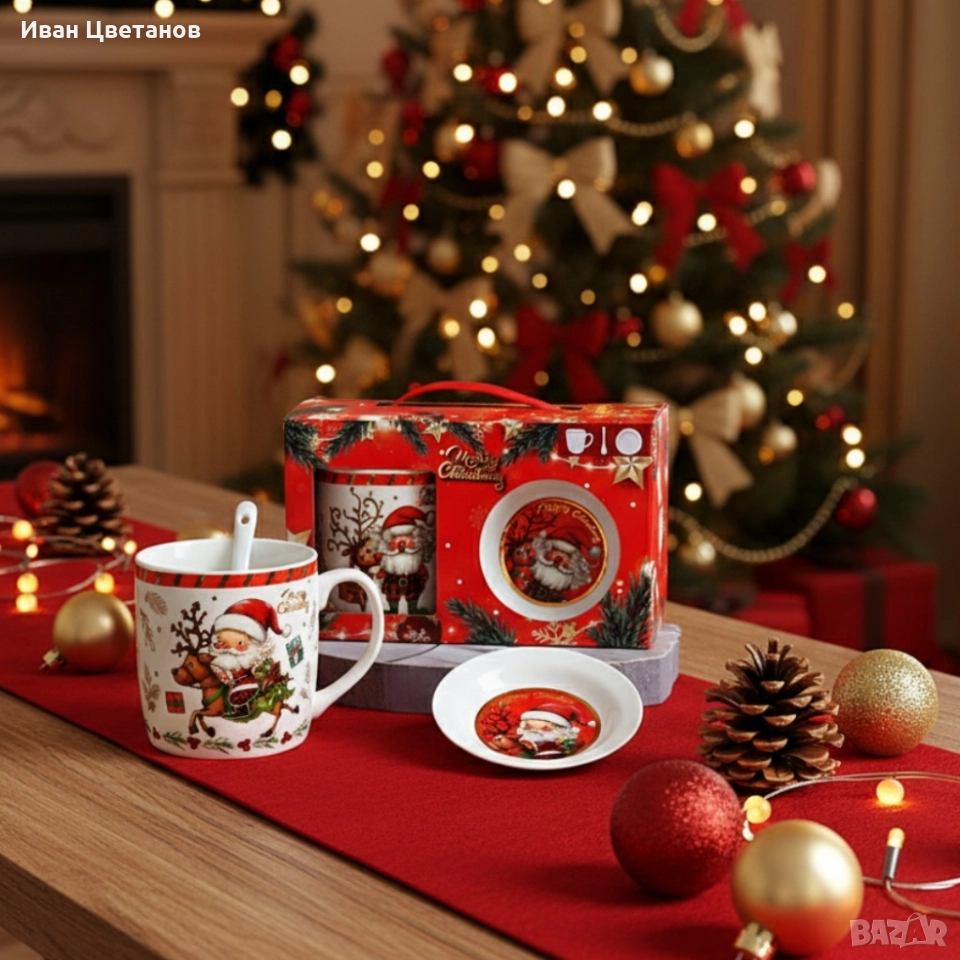 Премиум коледен подаръчен сет – керамична чаша с аксесоари, снимка 1