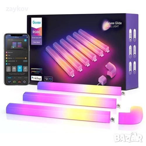 Govee H6062 Glide RGBIC Стенна лампа RGB (6+1), снимка 1