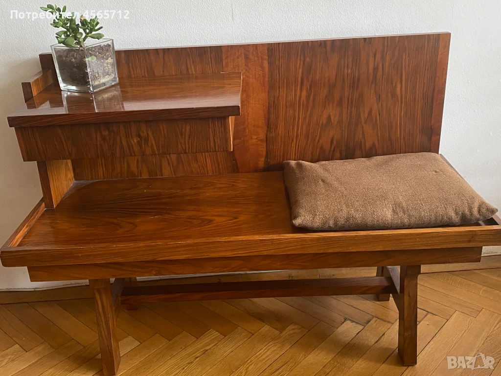 пеейка от масивно дърво с плот и чекмедже, снимка 1