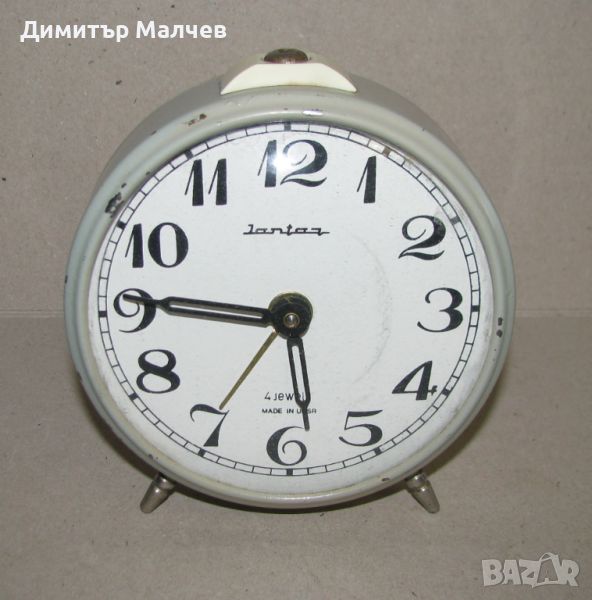 Стар руски часовник будилник Янтарь Янтар 4 камъка, запазен работещ, снимка 1