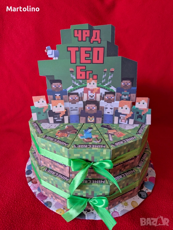 Картонена торта Майнкрафт, снимка 1