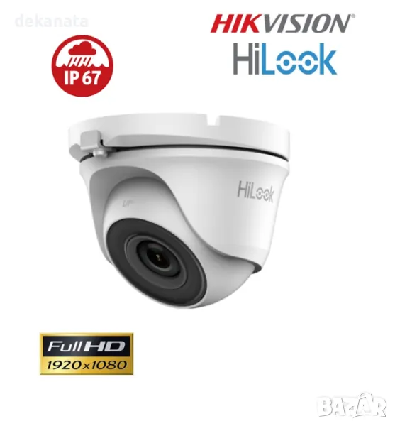 Куполна Turbo-HD 4в1 камера "HIKVISION" серия "HiLook".  резолюция 2Mp за външен монгаж, снимка 1