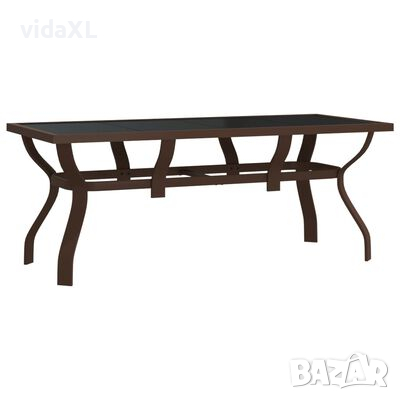 vidaXL Градинска маса, кафяво-черна, 180x80x70 см, стомана и стъкло（SKU:318773, снимка 1