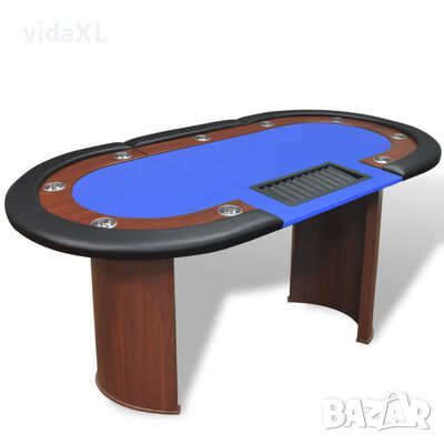 vidaXL Покер маса за 10 играчи с дилър зона и табла за чипове, синя（SKU:80134, снимка 1