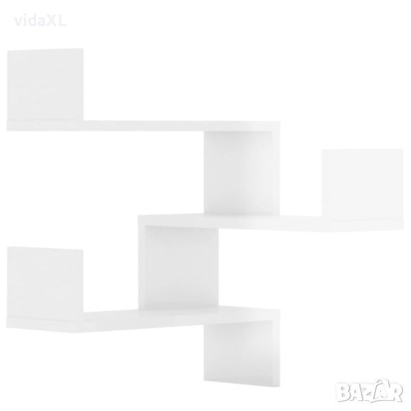 vidaXL Стенни ъглови рафтове, 2 бр, бял гланц, 40x40x50 см, ПДЧ（SKU:807236, снимка 1